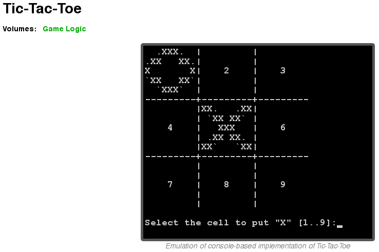 Le jeu de tic tac toe.
